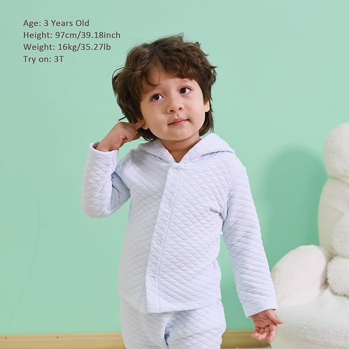 100% Cotton Baby Fall Hoodies Jacket, Comfortable Soft and Warm Baby Spring Jacket,0-24Months Solid-Coloured Coat