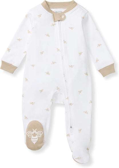 Burt's Bees Baby Boys Sleep and Play PJs, 100% Organic Cotton One-Piece Zip Front Romper Jumpsuit Pajamas