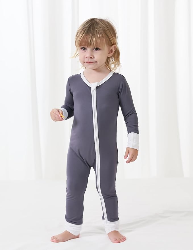 Baby Zippered Rompers Newborn Pajamas Sleepers Long Sleeve Jumpsuits Infant Zipper Romper-Viscose from Bamboo
