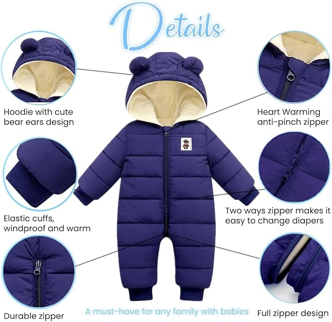 Ohrwurm Baby Snowsuit Winter Coat Fleece Lining Warm Hoodie Romper Puffer Jacket