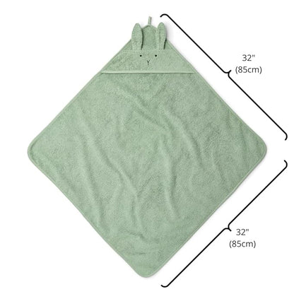 Baby Hooded Towel – Organic Cotton Baby Bath Towels, 32" x 32" Super-Soft and Absorbent Baby Towels for Newborn 2-Pack (TW Bear Fog/R. Roman Green)