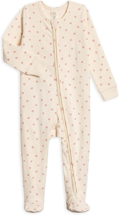 Colored Organics Baby Zip-Up Footed Sleeper with 2-Way Zipper - Newborn Organic Cotton Pajamas