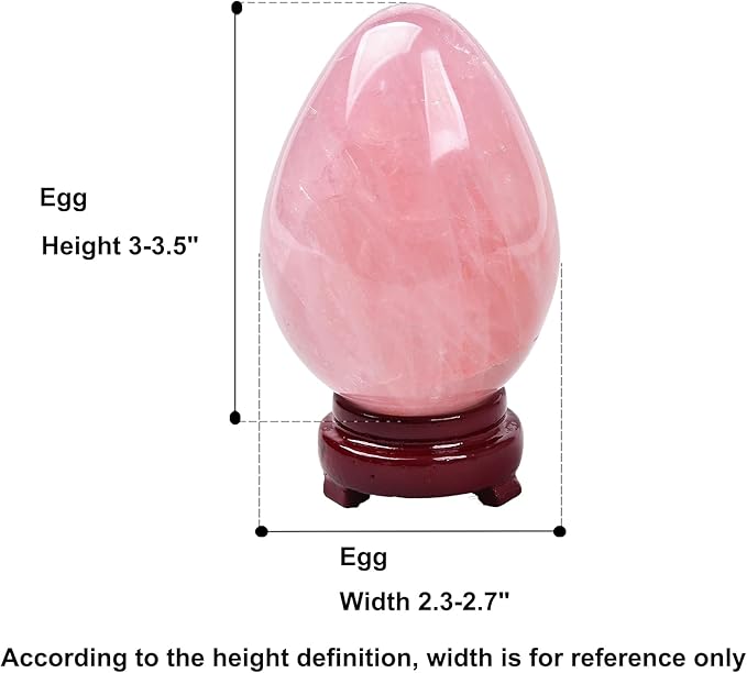 AMOYSTONE Natural Rose Quartz Crystal Stone Egg for Healing Reiki Home Decors Large Easter Egg Height 3-3.5"