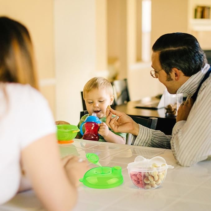 Accmor Baby Formula Dispenser for On-The-Go Feedings, Three-Compartment Non-Spill Formula Container to Go, Snack Milk Powder Dispenser for Traveling with Infant Toddler, Green, 2 Pack