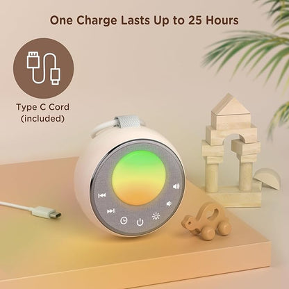 Peakeep White Noise Portable Sound Machine Sleeping Light for Adults Baby, Loud Clear Speaker, 25 Hours Continuous Audio 27 Noise Fan Nature No-looping Sounds, 30 Volume, Battery Operated