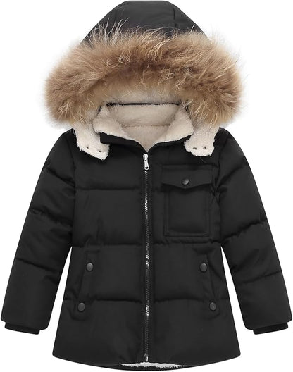 Toddler Winter Coat Baby Jacket Snow Boy Hoodie Puffer Girl Fleece Clothes 1-5T