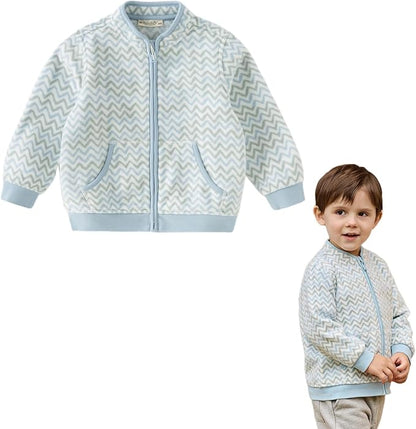 DAVE&BELLA Toddler Printed Polar Fleece Jacket, Zip Up Lightweight Outerwear for Kids Boys Girls Fall Spring Coat 2-9 Years