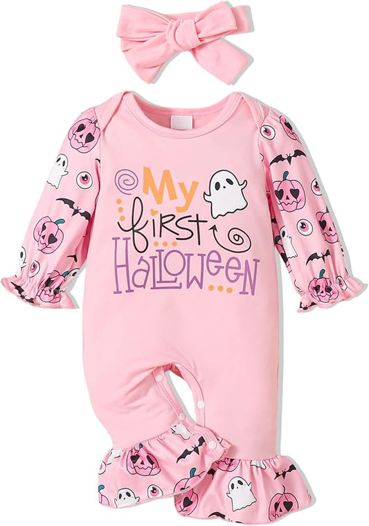 Newborn Baby Girl Clothes Infant Floral Print One-Piece Romper+Jumpsuit+Bodysuit+Hat+Headband