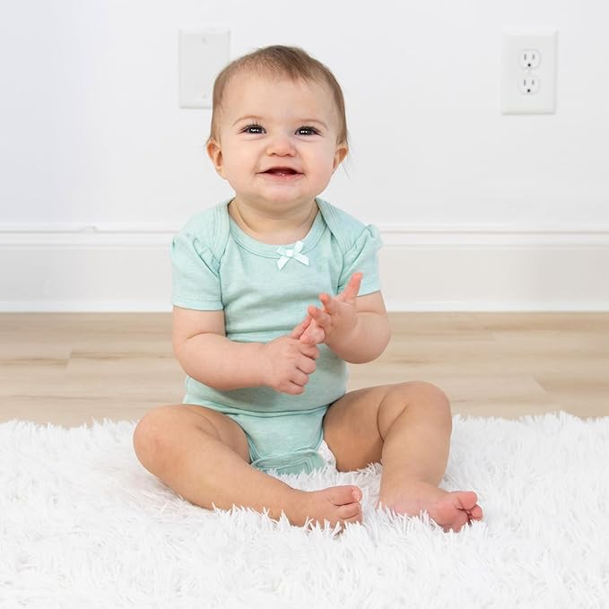 The Peanutshell Baby Girl Short Sleeve Bodysuits - 100% Cotton Soft Infant Girls' Outfits, 0-24 Months - Cherry Blossom