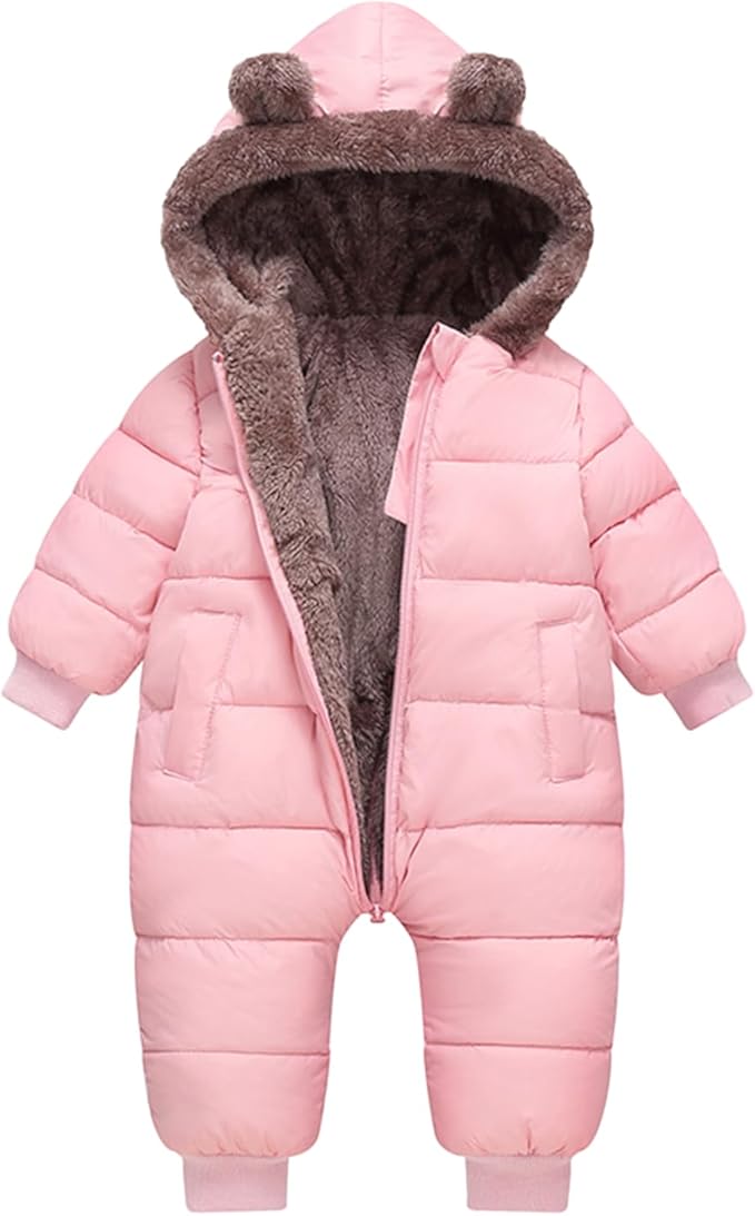 Baby Boys Girls Snowsuit Winter Clothes Suit Hooded Jumpsuit Romper Bear Outfit Infant Warm Coat Outwear Overcoat