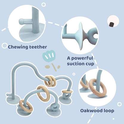 Baby High Chair Toys Teething Chew - Baby Table Toys, High Chair Suction Toy Teething Toys Silicone Teethers, Food Grade Silicon for 6 12 18 Months Blue