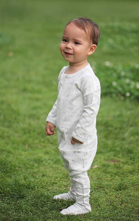 Owlivia Organic Cotton Baby Pajamas, Boys Girls Zip Front Sleep 'N Play Pjs, Footed Sleeper, Long Sleeve