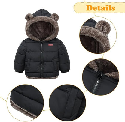 Happy Cherry Baby Boys Girls Puffer Jacket Hooded Coat Fleece Liner Elastic Cuffs Outerwear 12Mon-5T