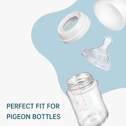 4Pack Replacement Silicone Nipple Compatible with Pigeon PP Nursing Bottle, Soft Spout Replacement for Pigeon, Easy Transition from Bottle to Cup, No Spill (M, Medium Flow)