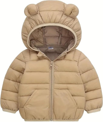 Toddler Winter Coats Puffer Padded Jacket Baby Boys Girls Bear Hoods Down Jacket Light Weight Infant Outerwear