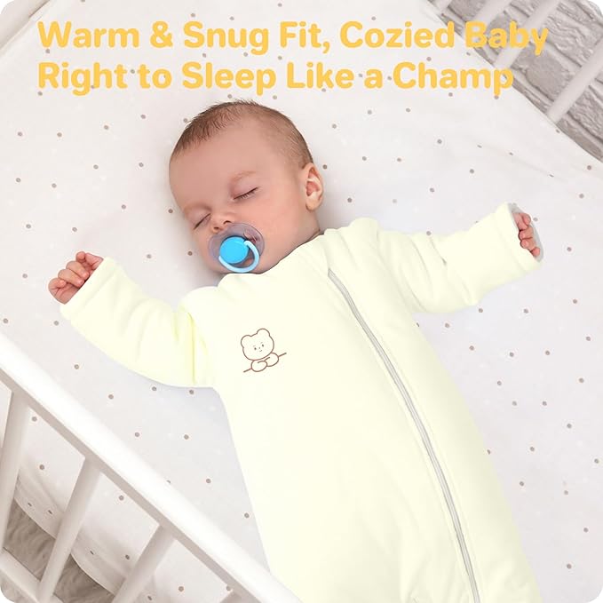 Premium Cotton Baby Sleep Sack with Legs Winter 6-12 Months 2.5 Tog, Ultra Soft Wearable Blanket Sleeping Bag Sack Easy Diaper Changing, Transitional Blanket Unisex Newborn Infant Babies Girls Boys