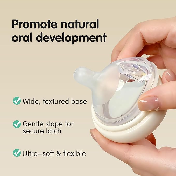 Natural Flow Silicone Baby Bottle Nipple for Wide Neck Bottles Level 0, Extra Slow Flow (SS) Nipple, 0+ Months, 4 Counts (Pack of 1) BPA-Free