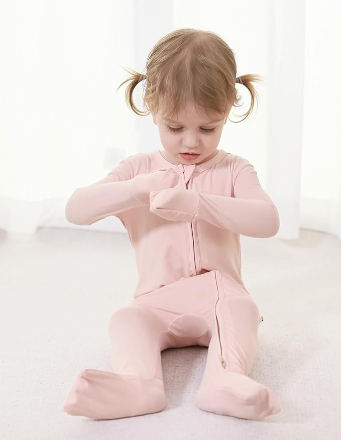 Baby Zippered Rompers Newborn Pajamas Sleepers Long Sleeve Jumpsuits Infant Zipper Romper-Viscose from Bamboo