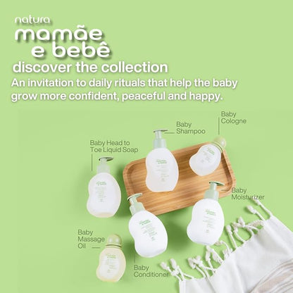 natura - Mamãe e Bebê Baby Massage Oil - 100% Vegan - Safe & Gentle Lightweight Formula - 99% Natural Origin - All Skin Types - Cruelty Free - Brazilian Beauty - Baby Essentials - 3.38 fl oz (100ml)