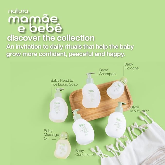 natura - Mamãe e Bebê Baby Fast Absorbing Moisturizer - 100% Vegan - Vegetable Oil & Cupuaçu Butter - 98.8% Natural Origin - All Skin Types - Cruelty Free - Baby Essentials - 6.7 fl oz (200ml)