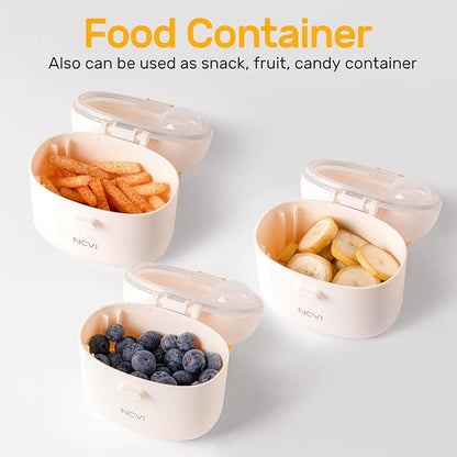 NCVI Formula Dispenser On the Go, Portable Baby Travel Milk Powder Formula Container Holder to Go with Scoop Suitable for Diaper Bag Backpack, Ready to Brew Milk Newborn Infant (White Sheep)