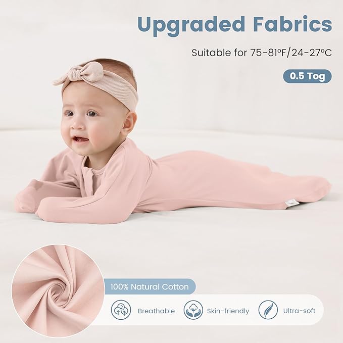 ZIGJOY Baby Transitional Swaddles for Newborns: 0.5 Tog Arms Up Sleep Sack 3-6-12 Months Soft Cotton Shark Fin 2 Way Zipper
