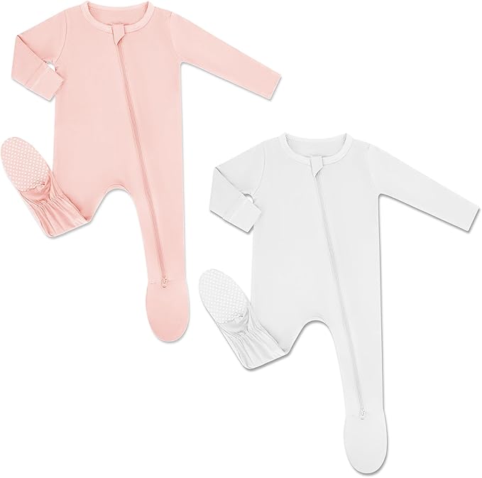 HAPIU Rayon from Bamboo Baby Footed Pajamas, 2 Way Zipper YKK, Footie for Baby Boy Girls, Newborn-24 Months