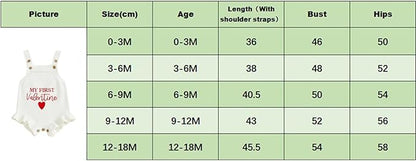 Infant My First Valentines Baby Girl Outfit Newborn Button Heart Embroidery Knit Romper Bubble Bodysuit One Piece