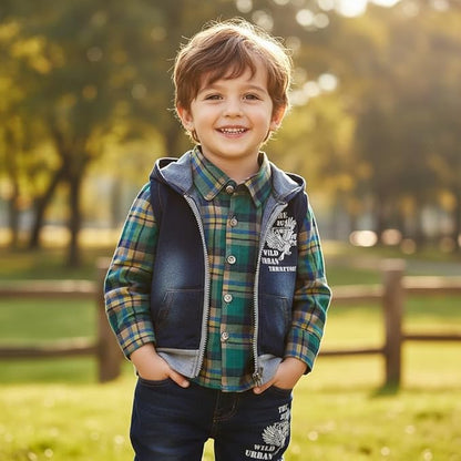 Yao 9M-5T Spring Autumn Baby Boys 3pcs Clothing Set Cotton Shirt Jeans Denim Vest