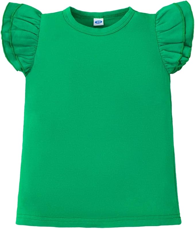 12M-14Y Toddler Baby Girls T Shirt Solid Color Blouse Ruffle Top Cotton Casual Tees Plain Shirt