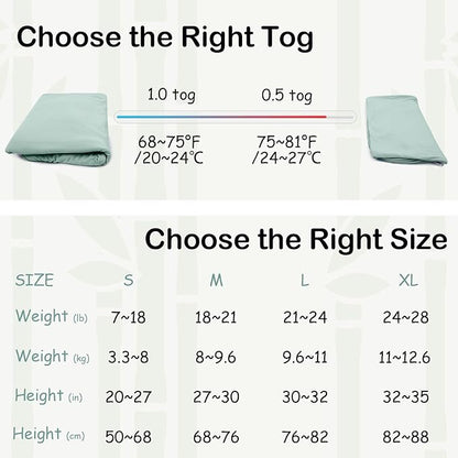 Supersoft Rayon Made from Bamboo Sleep Sack 12-18 Months 1.0 Tog Toddler Sleep Sack Baby Wearable Blanket with 2-Way Zipper Unisex Sleeping Bag for Babies All-year-around (2 Pack) Green & Gray