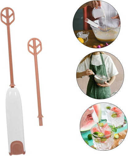 Handheld Drink Mixer Extended Handle Electric Milk Powder Stirrer Portable Multifunctional Mixer for Formula and Beverages Compact Battery Operated