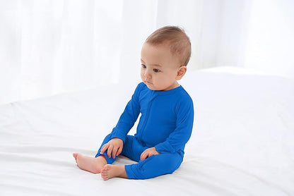 GUISBY Baby Footless Rompers, Rayon Pajamas 2 Way Zipper with Long Sleeve Sleeper
