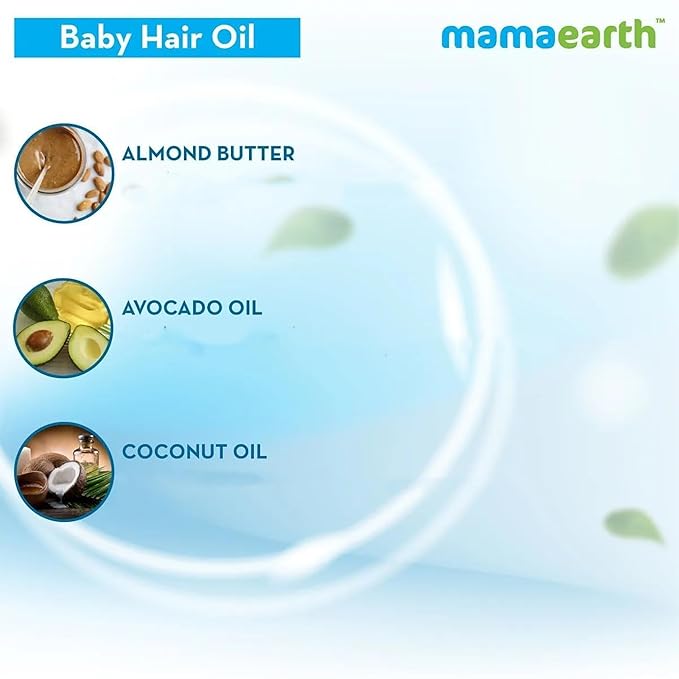 MAMAEARTH Baby Nourishing Hair Oil with Almond & Avocado Oil 3.38 Fl Oz (100ml)