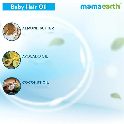 MAMAEARTH Baby Nourishing Hair Oil with Almond & Avocado Oil 3.38 Fl Oz (100ml)