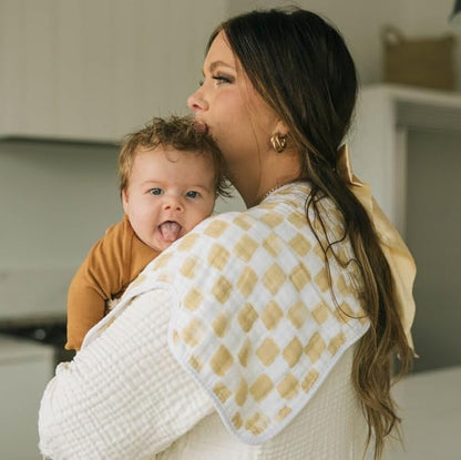 Little Unicorn Ultra-Absorbent Premium Burp Cloth 2 Pack | Soft on Baby's Skin | Larger Size | Ergonomic Design | Set of 2 (Adobe Checker)