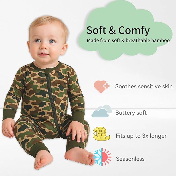 Weiwei Pajamas for Baby Boys & Girls Footies, Viscose from Bamboo Baby Romper, Baby Sleepers, 2-Way Zippy PJs, YKK