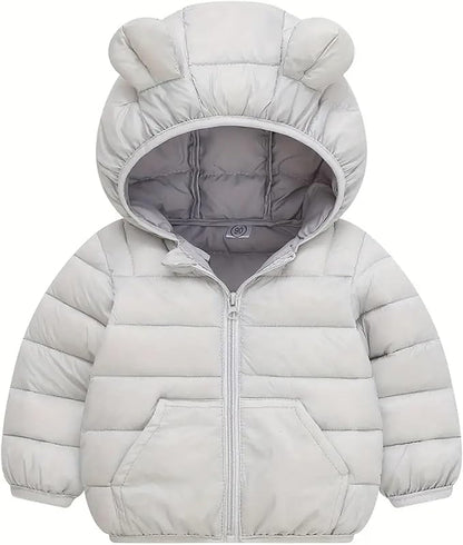 Toddler Winter Coats Puffer Padded Jacket Baby Boys Girls Bear Hoods Down Jacket Light Weight Infant Outerwear