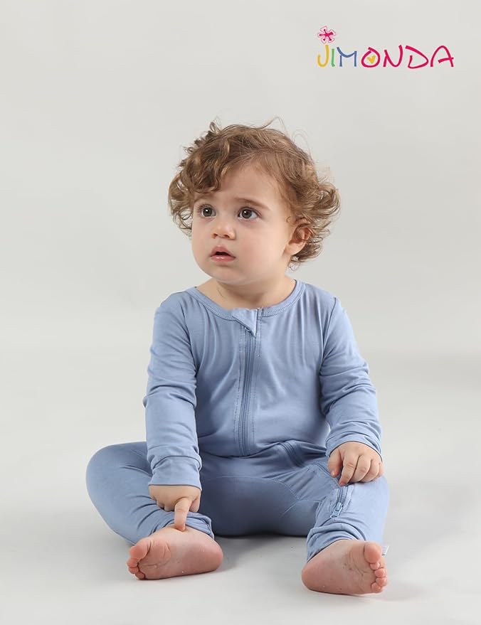 Jimonda Baby Footless Pajamas,Two Zip Closure Long Sleeve Romper,Infant Clothes Pjs 4 Pcs
