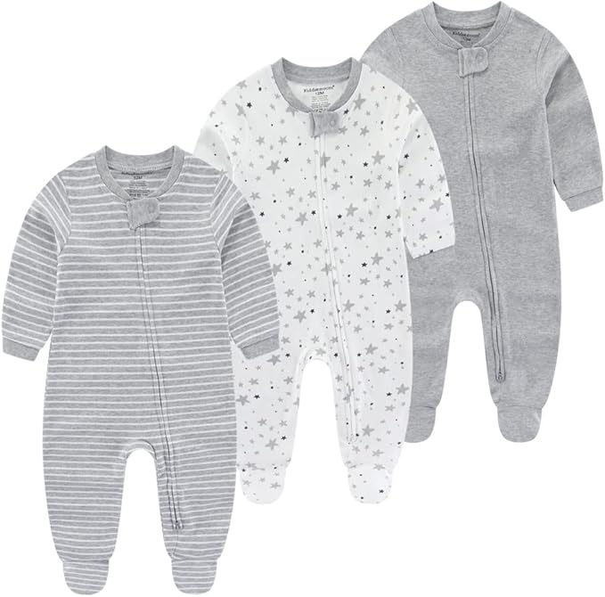 Kiddiezoom Baby Cotton Footed One-Piece Romper Multiple color combinations Jumpsuit Set For Newborn baby Pajamas