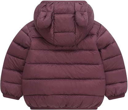 Toddler Winter Coats Puffer Padded Jacket Baby Boys Girls Bear Hoods Down Jacket Light Weight Infant Outerwear