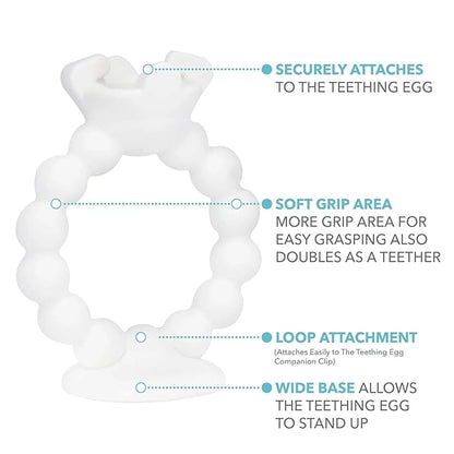 The Teething Egg and Grippie Ring - Baby Development Toys, Teether for 3, 4, 6, 12 Up to 18 Months Old Boy or Girl, Sensory Toys, A Baby Registry Must Have, Gray