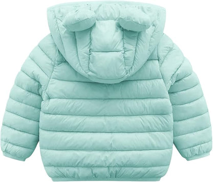 XMWEALTHY Baby Boys Girls Winter Coats Toddler Bear Hoods Down Jacket Infant Kids Light Puffer Padded Outwear 6M-3T