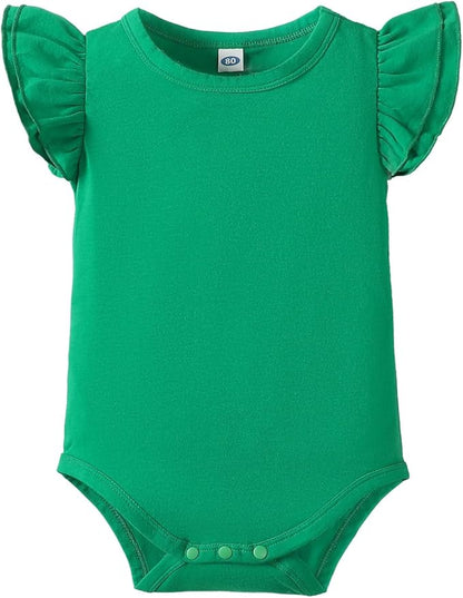 Magic Park 0-24M Infant Girl Romper Baby Girls Solid Color Bodysuit Toddler Ruffle Jumpsuit Shirts Casual Tops Baptism Shirt