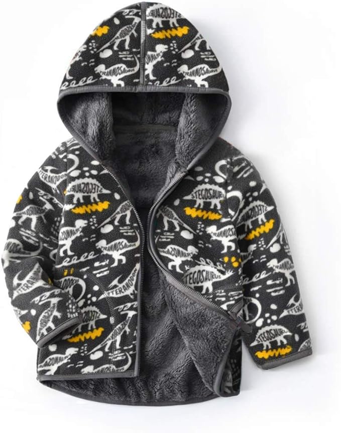 Feidoog Toddler Fleece Jacket Baby Boys Girls Hooded Zipper Long Sleeve Thick Warm Outerwear