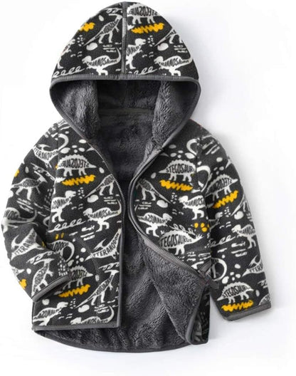 Feidoog Toddler Fleece Jacket Baby Boys Girls Hooded Zipper Long Sleeve Thick Warm Outerwear