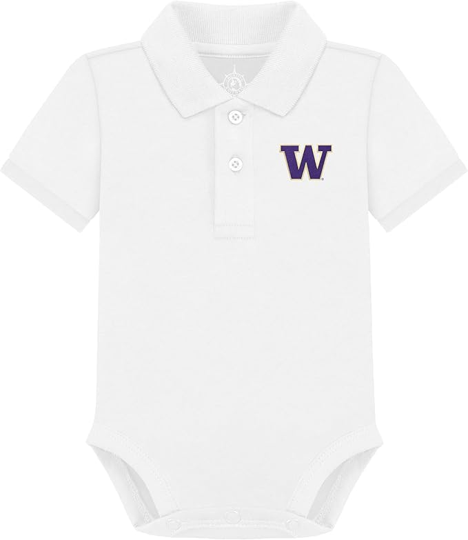 Creative Knitwear College Baby Polo Bodysuit Solid - Team Logo, Multiple Colors, for Boys & Girls (0-12 Months)