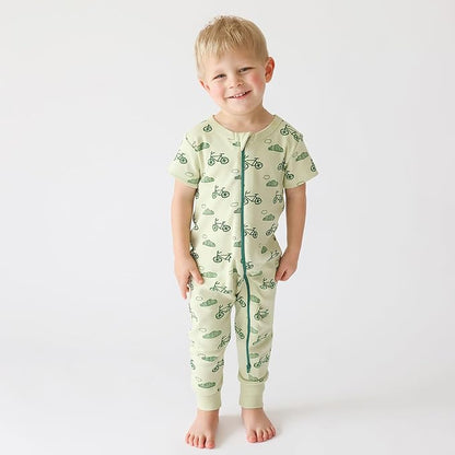 PARADE Organic Signature Print '2-Way' Zip Romper - Short Sleeve