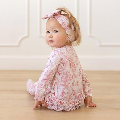 Ruffled Zippered Vintage Pink Rose One Piece