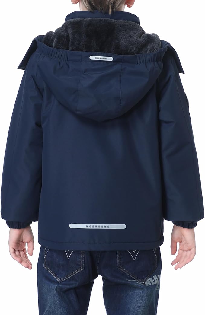Kid's Ski Jacket Waterproof Winter Coat Boy's and Girl's Fleece Snowboarding Jackets with Detachable Hood